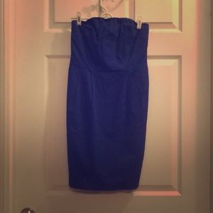Strapless royal blue cocktail dress